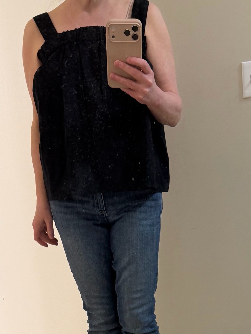 GAP Black Smocked Square-Neck Tank - Women's